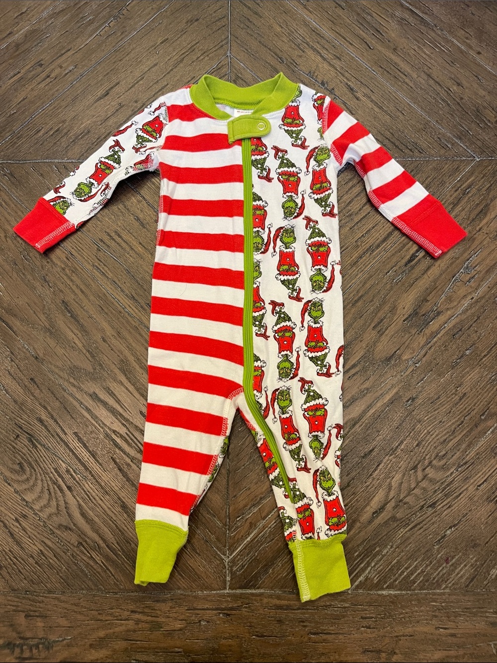Hanna Andersson Grinch Holiday One-Piece Sleeper 3-6M